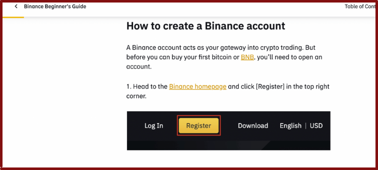 kraken vs. binance - Create a Binance account